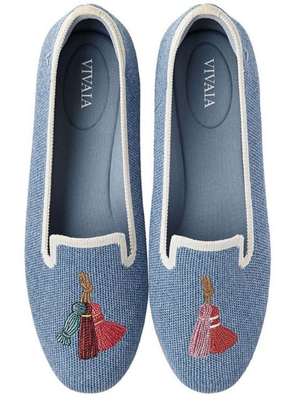 New VIVAIA Audrey Round Toe Embroidered Flat Shoes 42